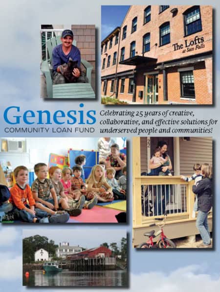 The Genesis Fund building and children engaging in community activities.