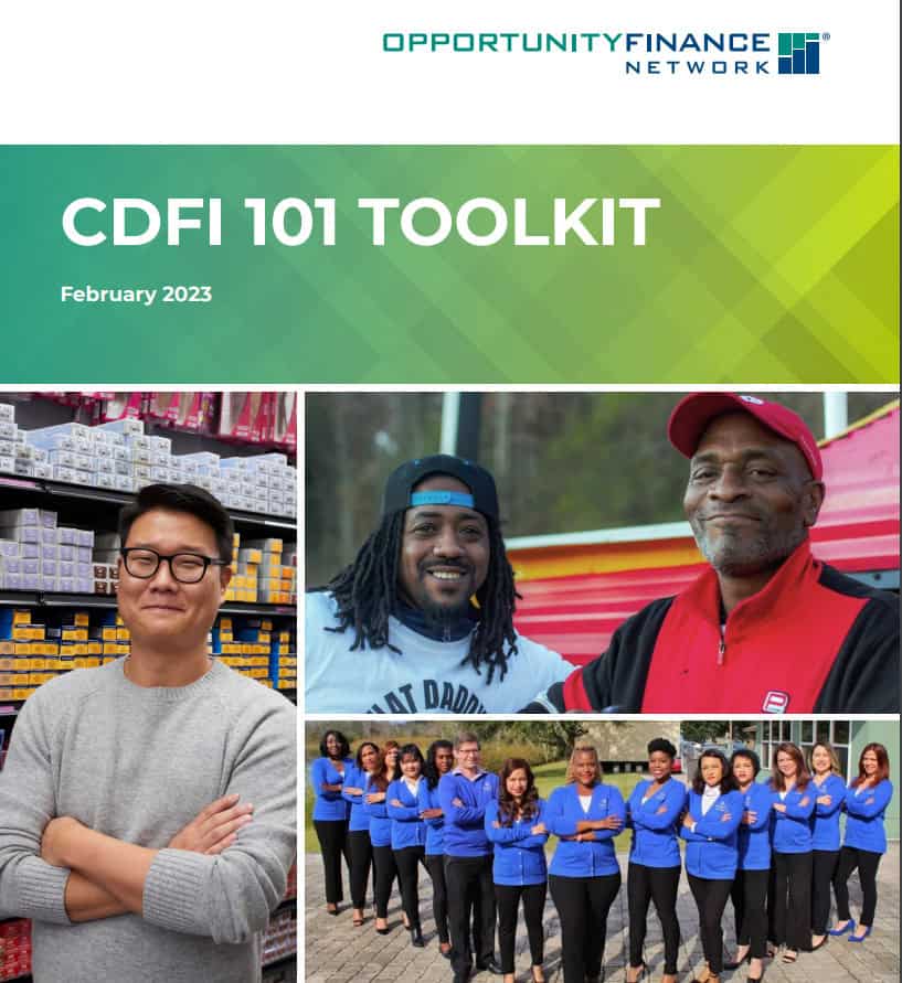 The Genesis Fund CDFI 101 Toolkit cover with diverse community members.
